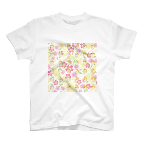 ふっくら散歩と桜のクッション スタンダードTシャツ