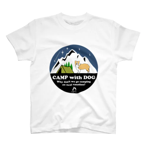 Camp with dog (ボーダーコリー　レッド） Regular Fit T-Shirt