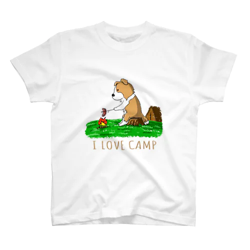 I Love Camp （ボーダーコリー　レッド） Regular Fit T-Shirt