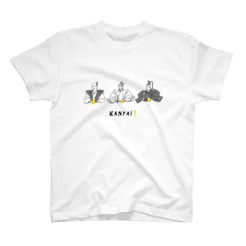 偉人 × BEER（三英傑）黒線画 スタンダードTシャツ