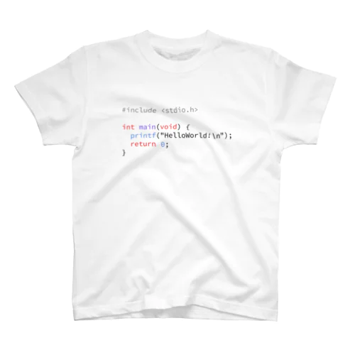 C言語でHelloWorld!(背景白) スタンダードTシャツ