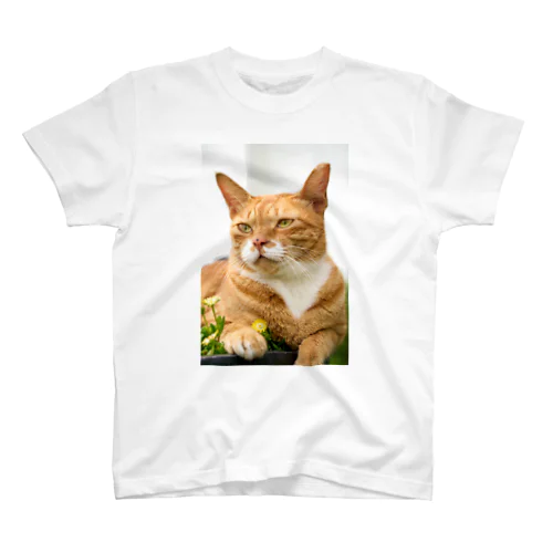 猫と花 Regular Fit T-Shirt