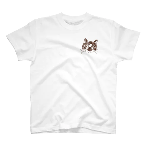 ブチ猫さん(ワンポイント)  티셔츠