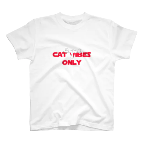 CAT VIBES ONLY red for heroes スタンダードTシャツ