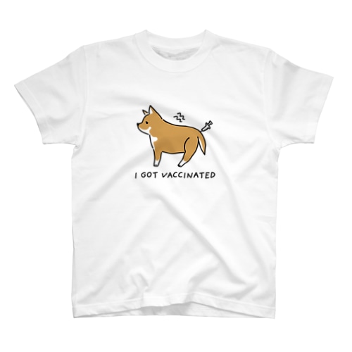 I GOT VACCINATED Shiba dog Regular Fit T-Shirt
