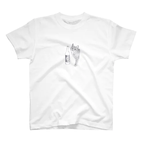 キジトラ猫とどぶろく（グレー） Regular Fit T-Shirt