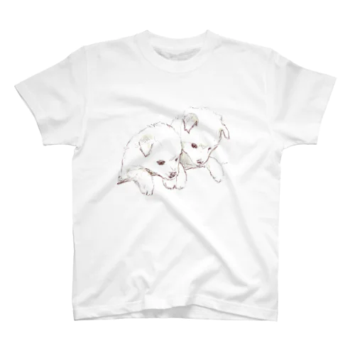 愛らしい兄弟子犬 Regular Fit T-Shirt