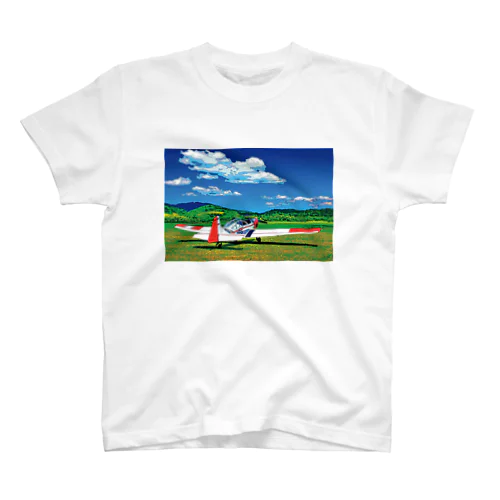 草原の飛行機 Regular Fit T-Shirt