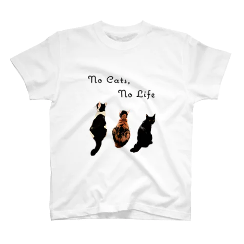 No Cats,No Life（文字黒ver.) Regular Fit T-Shirt