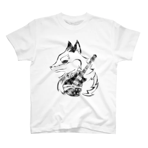 狼&ギター　夏江奏丞のブラックペイント 티셔츠