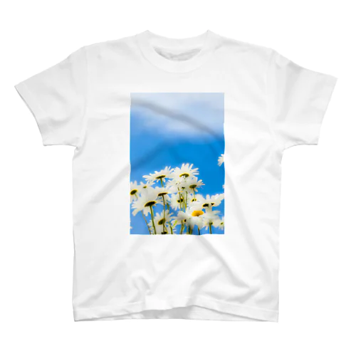 青い空白い花 Regular Fit T-Shirt