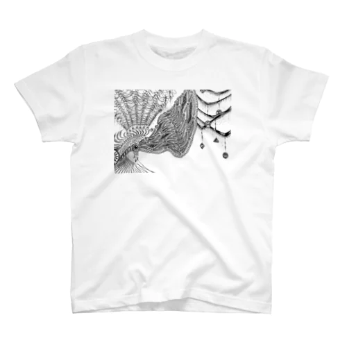 鳥モチーフ細密画風 Regular Fit T-Shirt