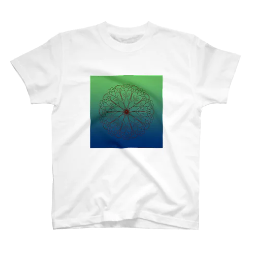 緑と青の曼荼羅構図 スタンダードTシャツ