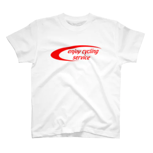 enjoy cycling service 赤ロゴ Regular Fit T-Shirt