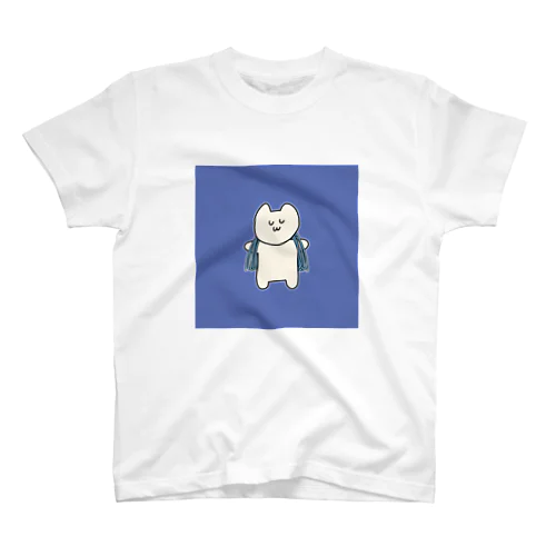 肩にロープをかけた猫ちゃん（青）Tシャツ Regular Fit T-Shirt