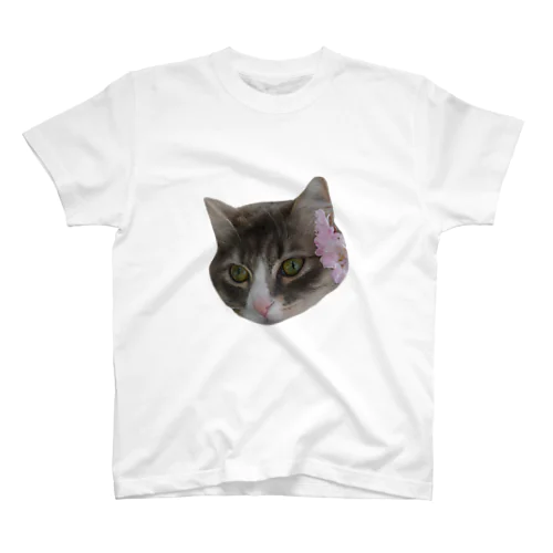 猫のごまめちゃんと花 Regular Fit T-Shirt