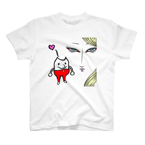 猫と美女 Regular Fit T-Shirt
