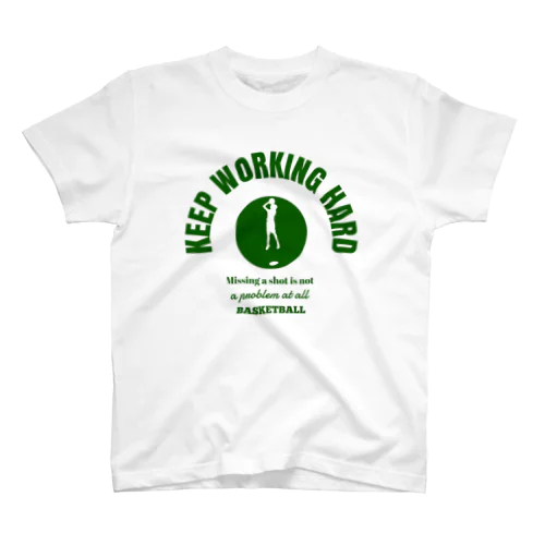 KEEP WORKING HARD カレッジロゴ緑系 Regular Fit T-Shirt