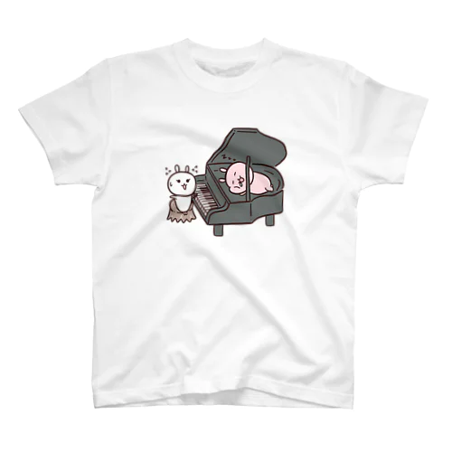 ピアノの中で寝るぐうたらうさぎ スタンダードTシャツ