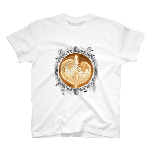 【Lady's sweet coffee】ラテアート エレガンスリーフ / With accessories Regular Fit T-Shirt