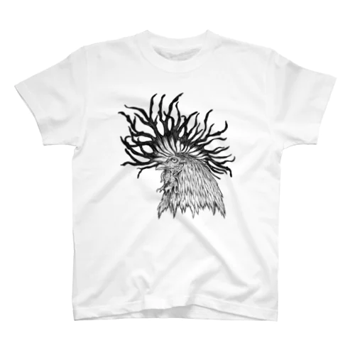 　躍動的なトサカ／黒 Regular Fit T-Shirt