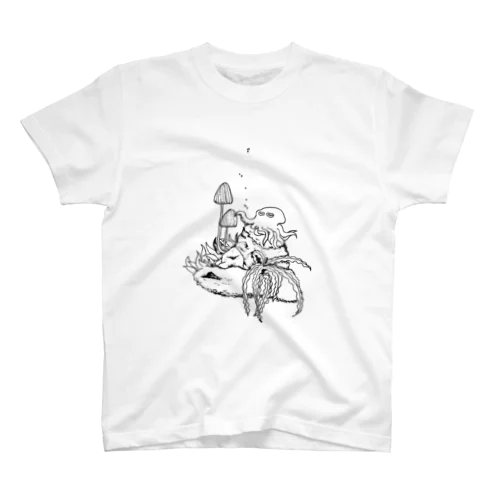 架空テラリウム タコとキノコ 黒 Regular Fit T-Shirt