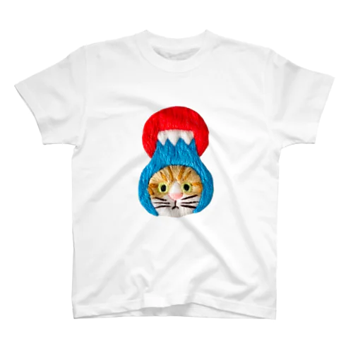 かぶる猫[富士山(初日の出)ver.](茶白猫) スタンダードTシャツ