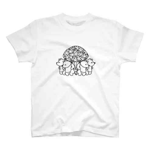 森のクマタロ 押しくら饅頭(白黒) スタンダードTシャツ