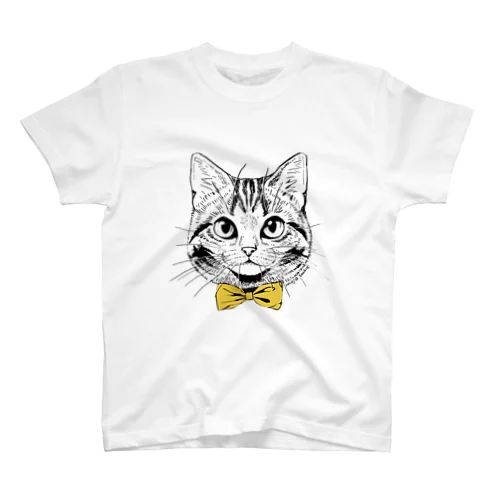 黄色蝶ネクタイの猫 Regular Fit T-Shirt