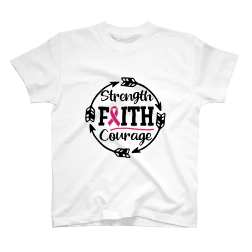 Breast Cancer Strength, Faith, Courage  乳がん, 強さ、信仰、勇気 Regular Fit T-Shirt