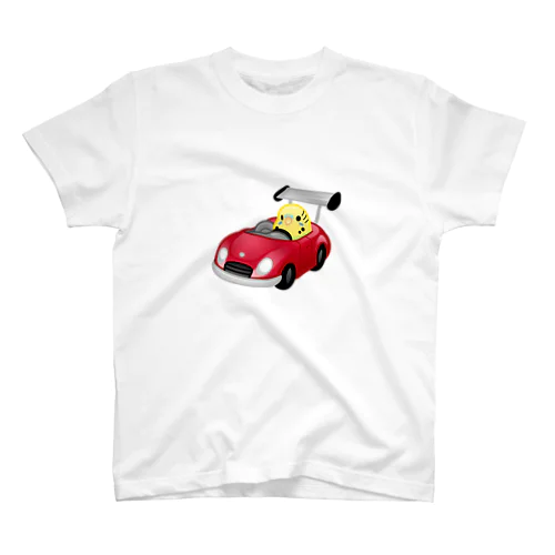 Chubby Bird レーシングカーに乗ったセキセイインコ スタンダードTシャツ
