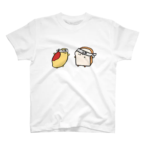 必勝祈願をする食パンとオムライス スタンダードTシャツ