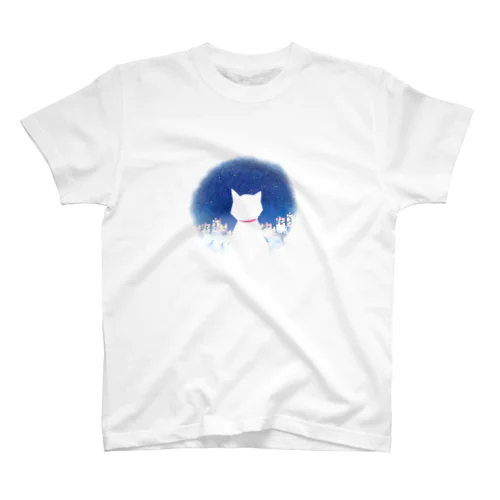 夜のネオンと猫 Regular Fit T-Shirt