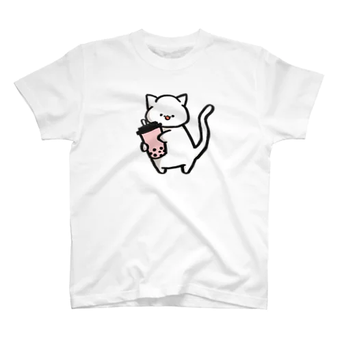 タピオカを抱きしめる猫 スタンダードTシャツ