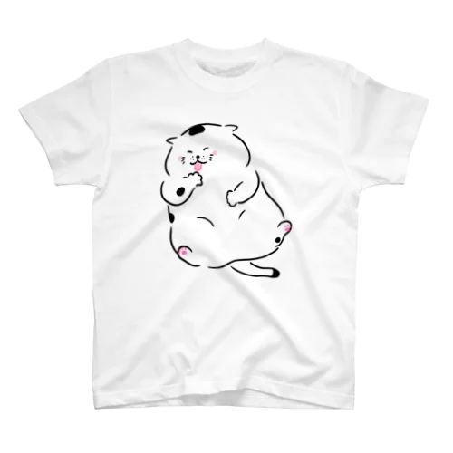 肉球んま〜♪白黒ポチぶち猫さん Regular Fit T-Shirt