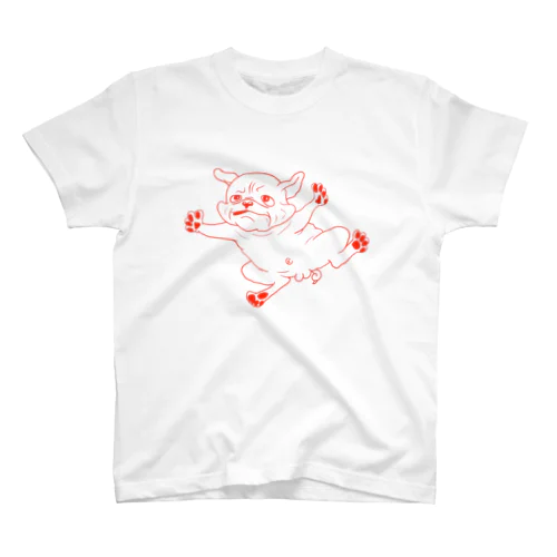 空飛ぶパグ(赤) スタンダードTシャツ