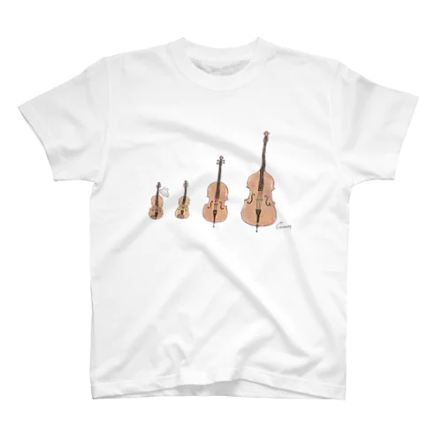 ヴァイオリンとビオラとチェロとコントラバスとうさぎ スタンダードTシャツ