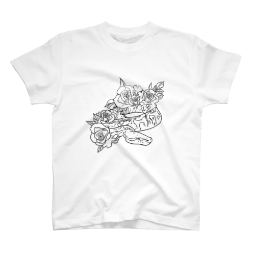 ｢omochi｣(線画)アルビノボールパイソン 티셔츠