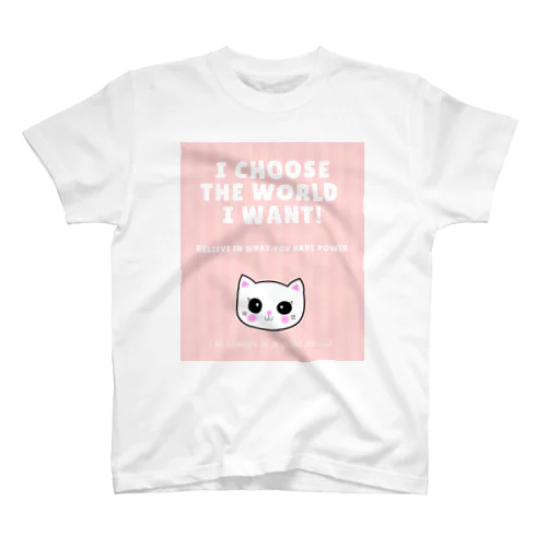 感猫ちゃんピンクストライプ Regular Fit T-Shirt