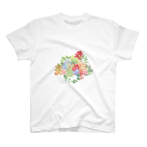 MeMe Succulent (寄せ植え風) Regular Fit T-Shirt