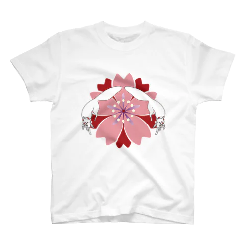赤紅桜と屏風狐 Regular Fit T-Shirt