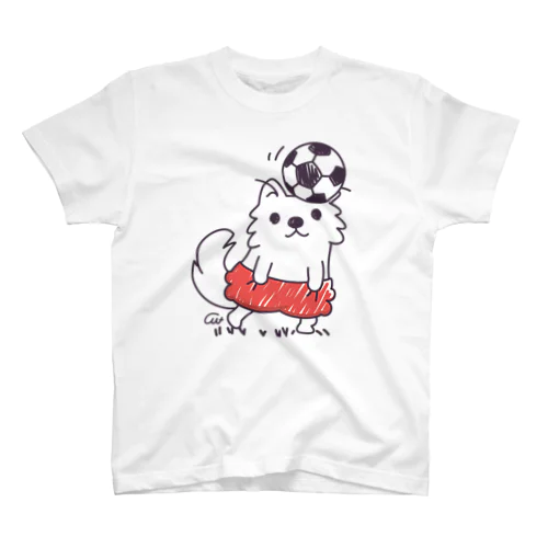 赤ぱんポメラのサッカー*L配置 スタンダードTシャツ