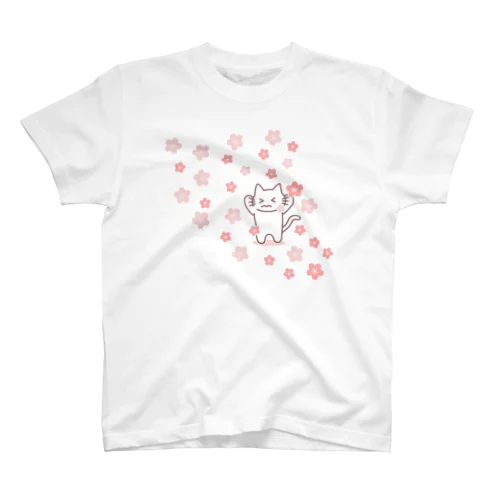 桜舞う猫 スタンダードTシャツ