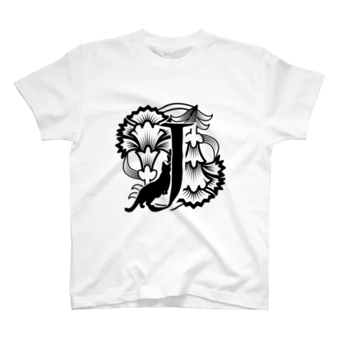 レトロネコ　イニシャルTシャツ J スタンダードTシャツ