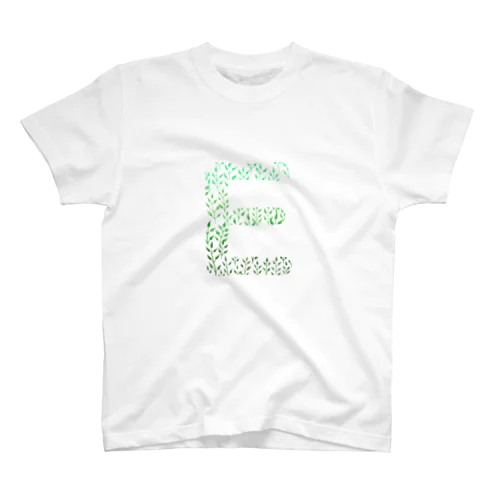 Alphabet E -gradation leafs style- Regular Fit T-Shirt