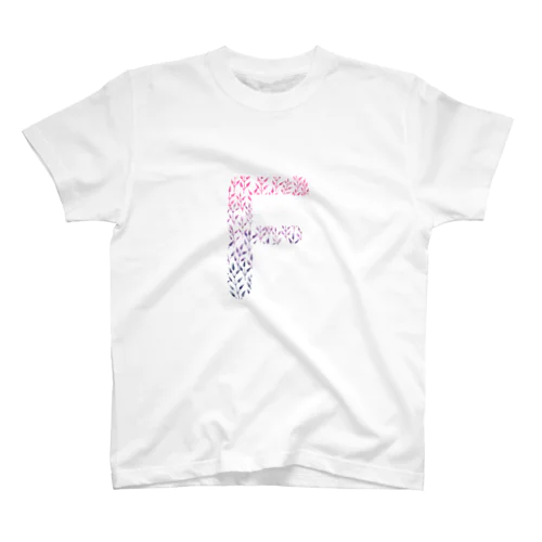 Alphabet F -gradation leafs style- Regular Fit T-Shirt