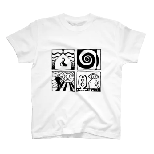 太陽の眼 文字絵(黒/前面) Regular Fit T-Shirt