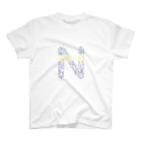 Alphabet N -gradation leafs style- Regular Fit T-Shirt