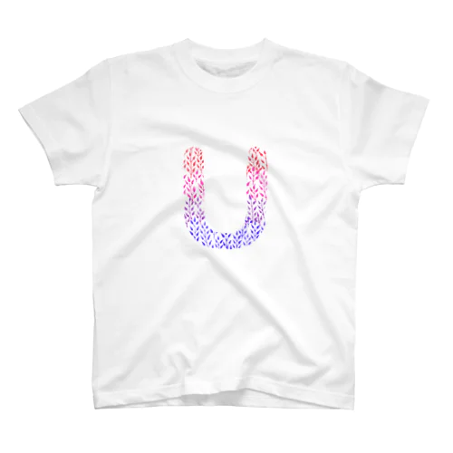 Alphabet U -gradation leafs style- Regular Fit T-Shirt