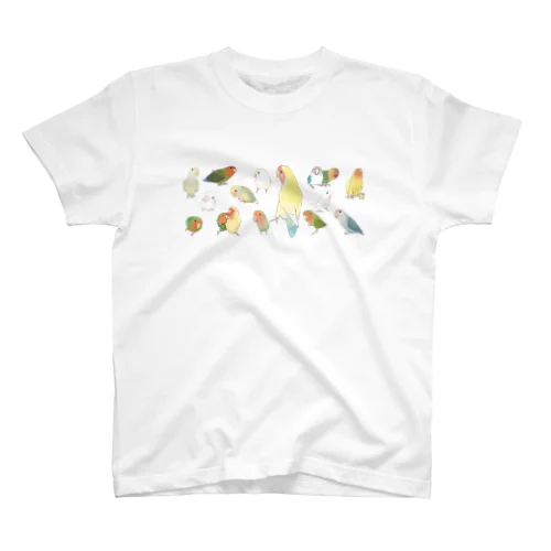 あつまれラブバード（コザクラインコ・ボタンインコ）ちゃん【まめるりはことり】 Regular Fit T-Shirt